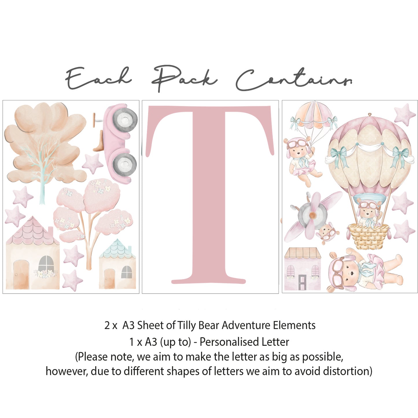 Personalised Tilly Bear Adventures Wall Sticker Set