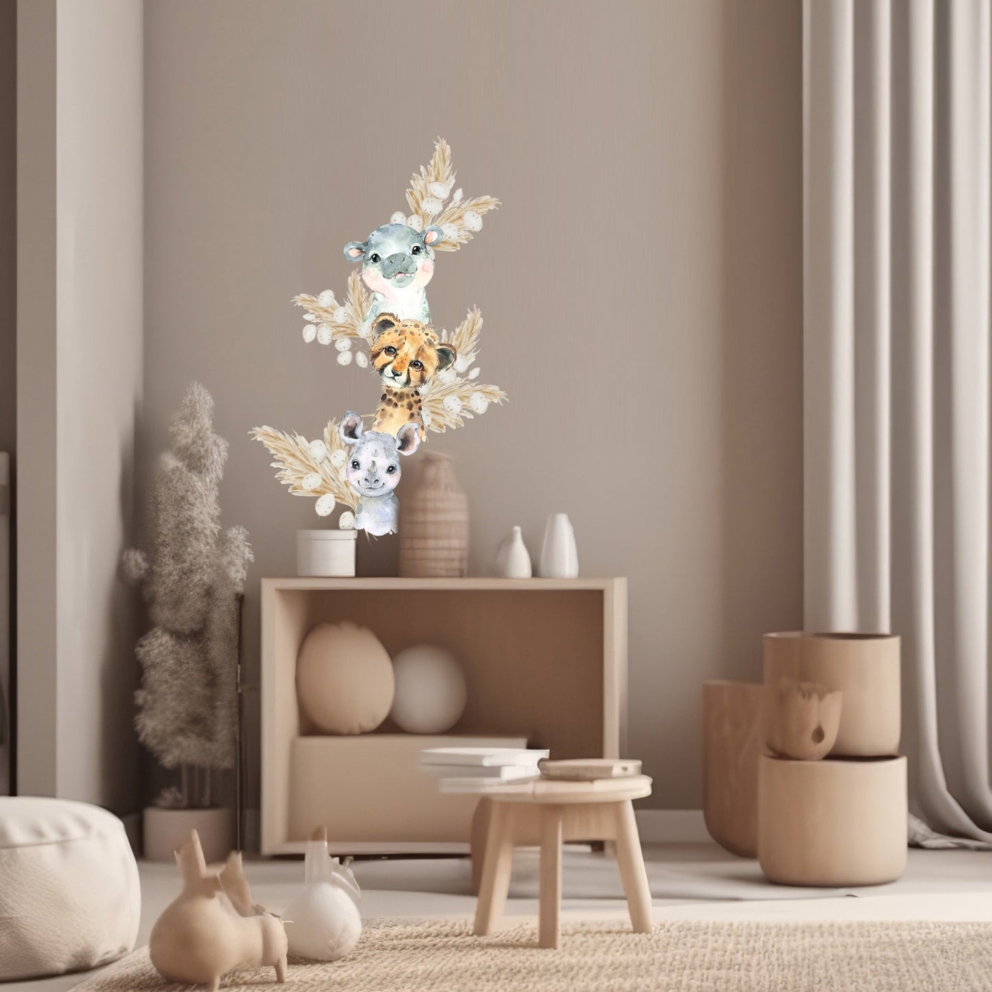 Baby Safari Animal Trio Textile Wall Art Pack