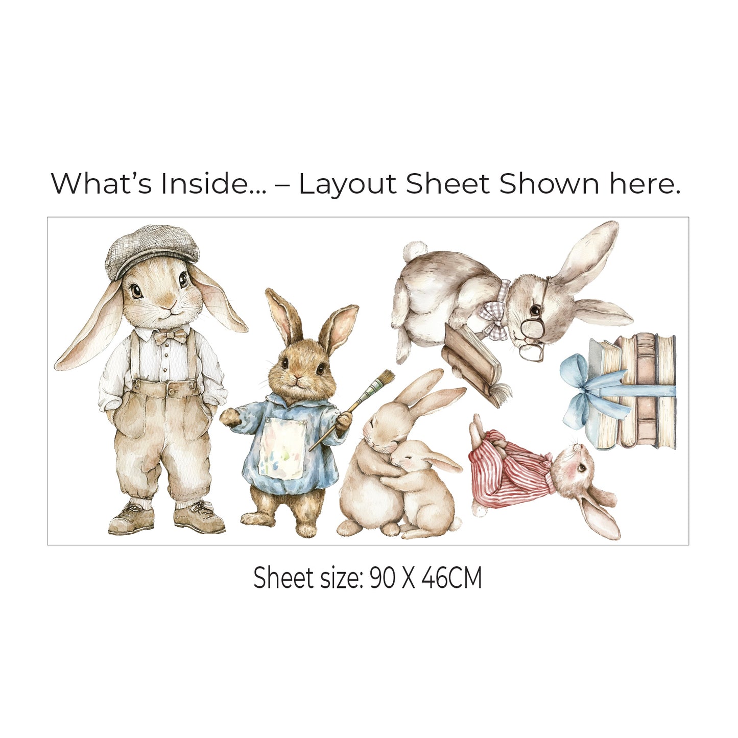 Blue Rabbit Wall Sticker Set