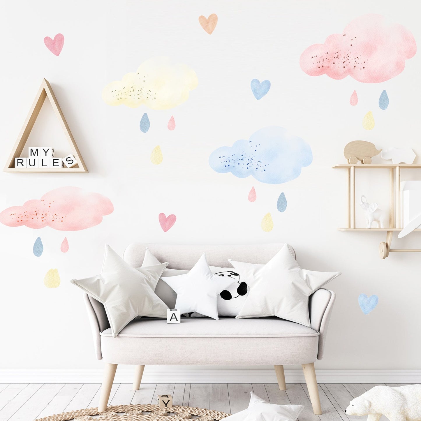 Clouds & Raindrops Wall Art Composition