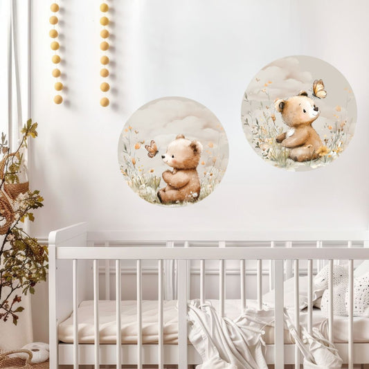 Brown Bear Circle Wall Art Twin Pack