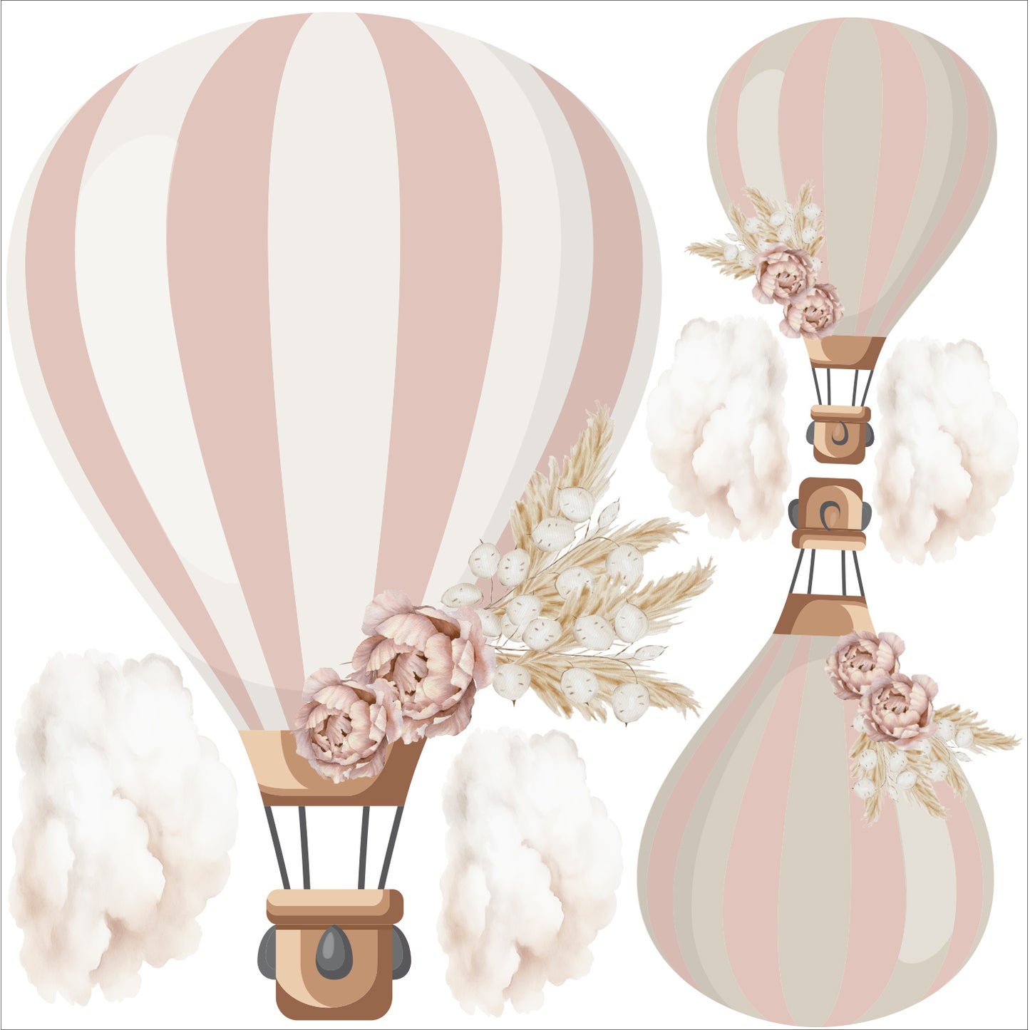 Floral Hot Air Balloon Large Wall Art Sticker