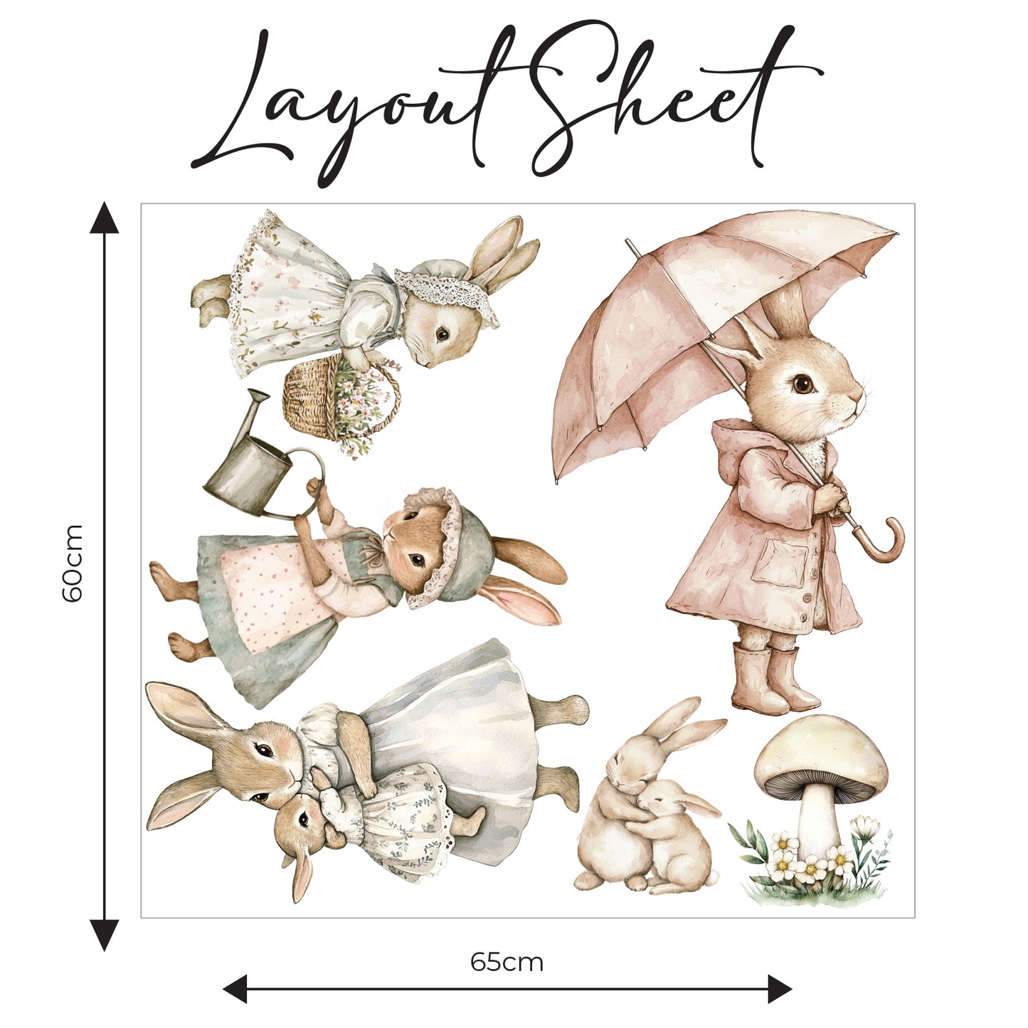 Pink Rabbit Wall Sticker Set