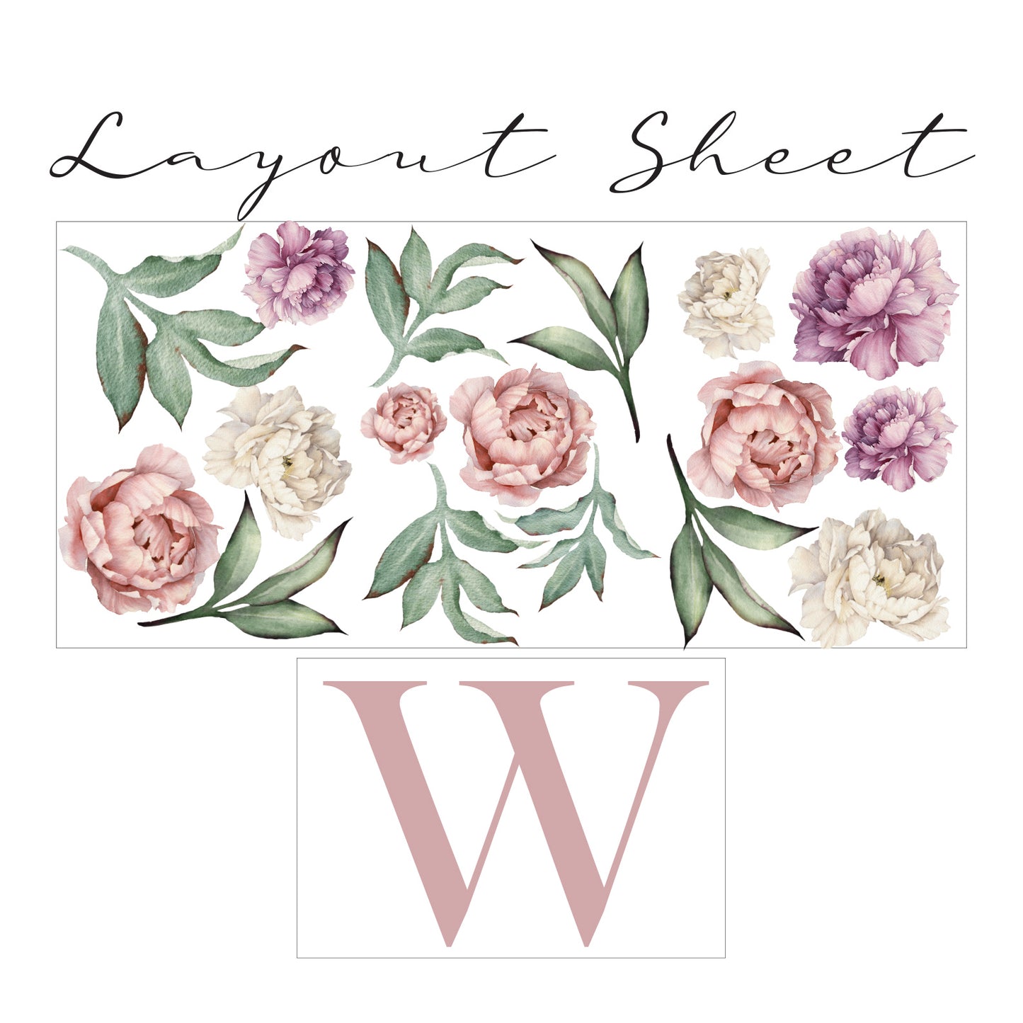 Peony Floral Initial Wall Sticker