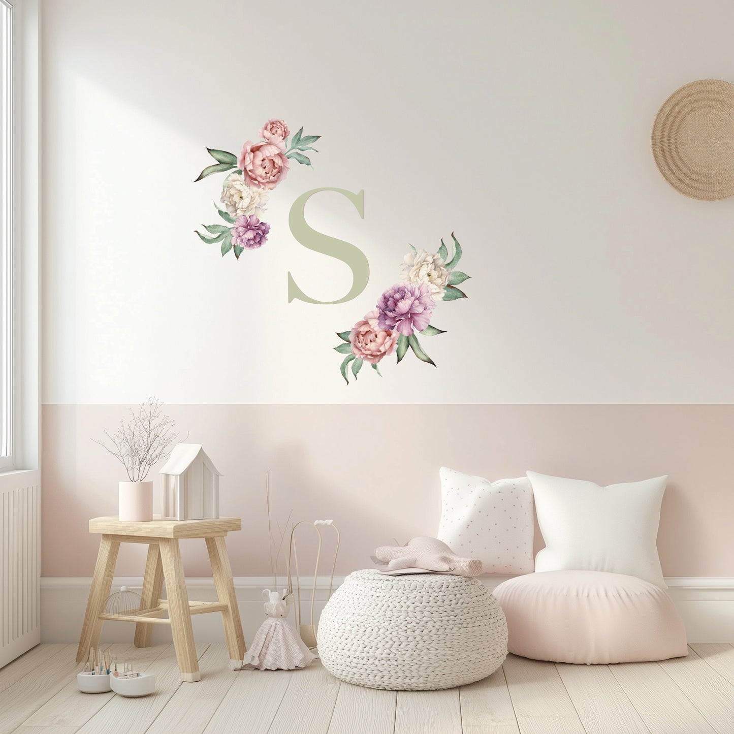 Peony Floral Initial Wall Sticker