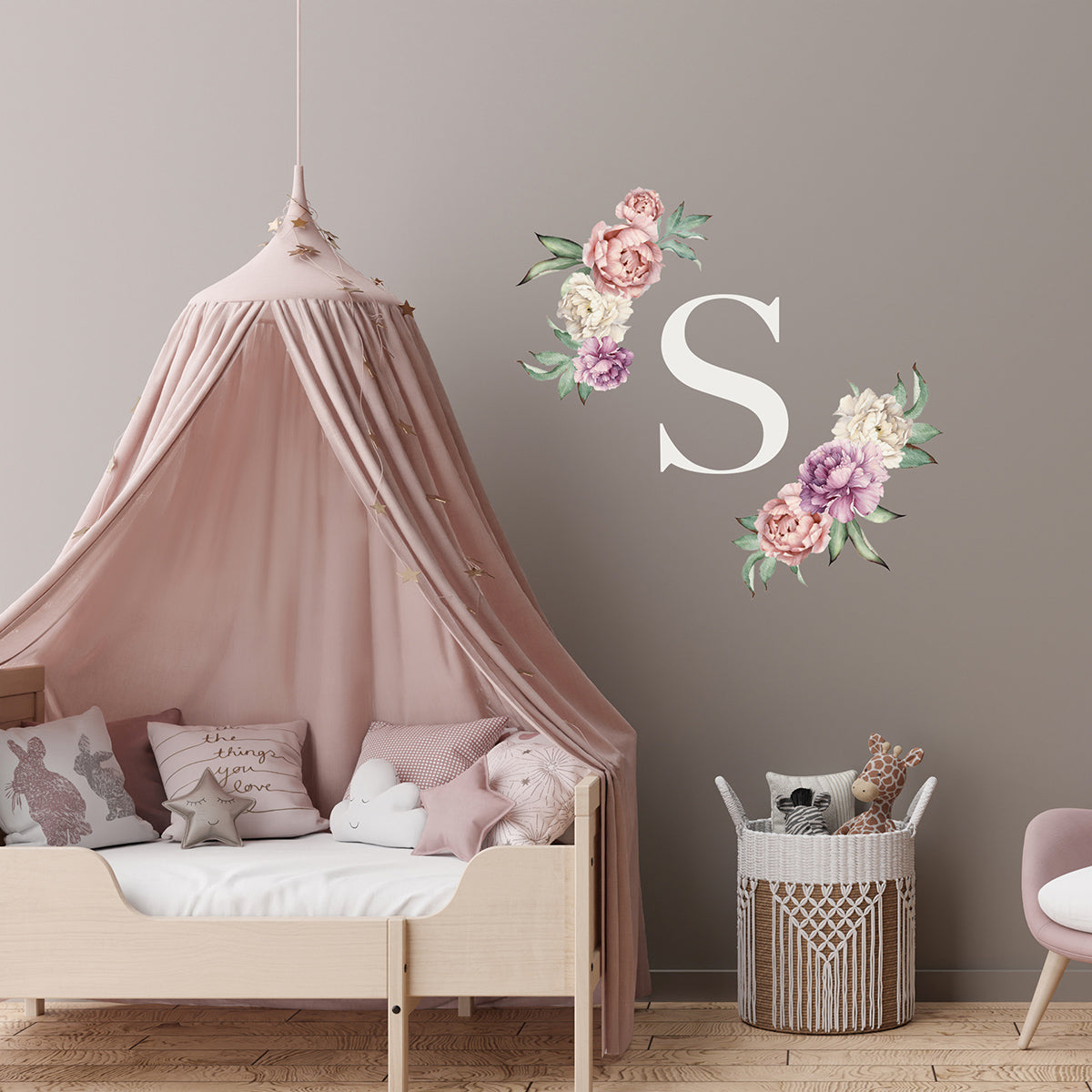 Peony Floral Initial Wall Sticker