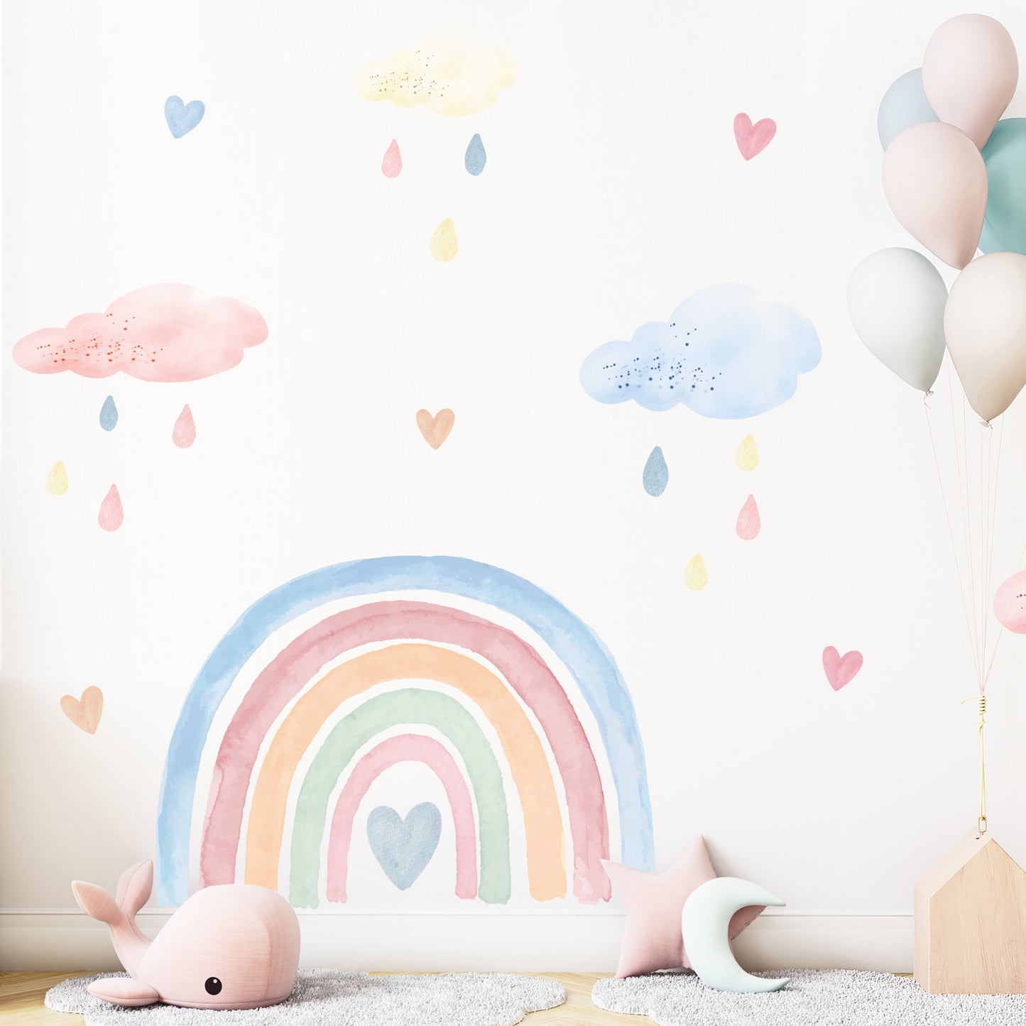 Rainbow & Raindrops Large Wall Art Composition