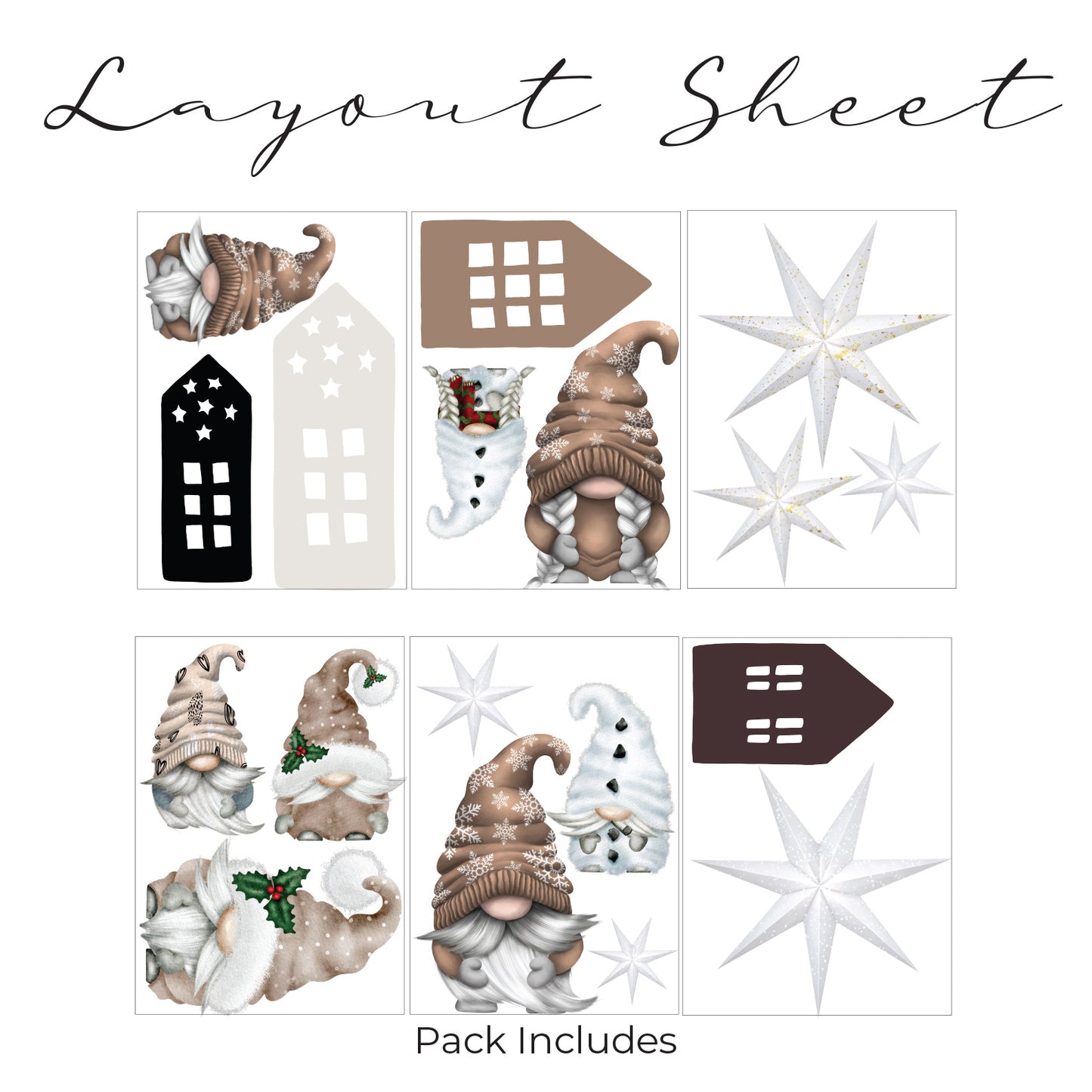 Christmas Scandi Gonks Wall Sticker Set