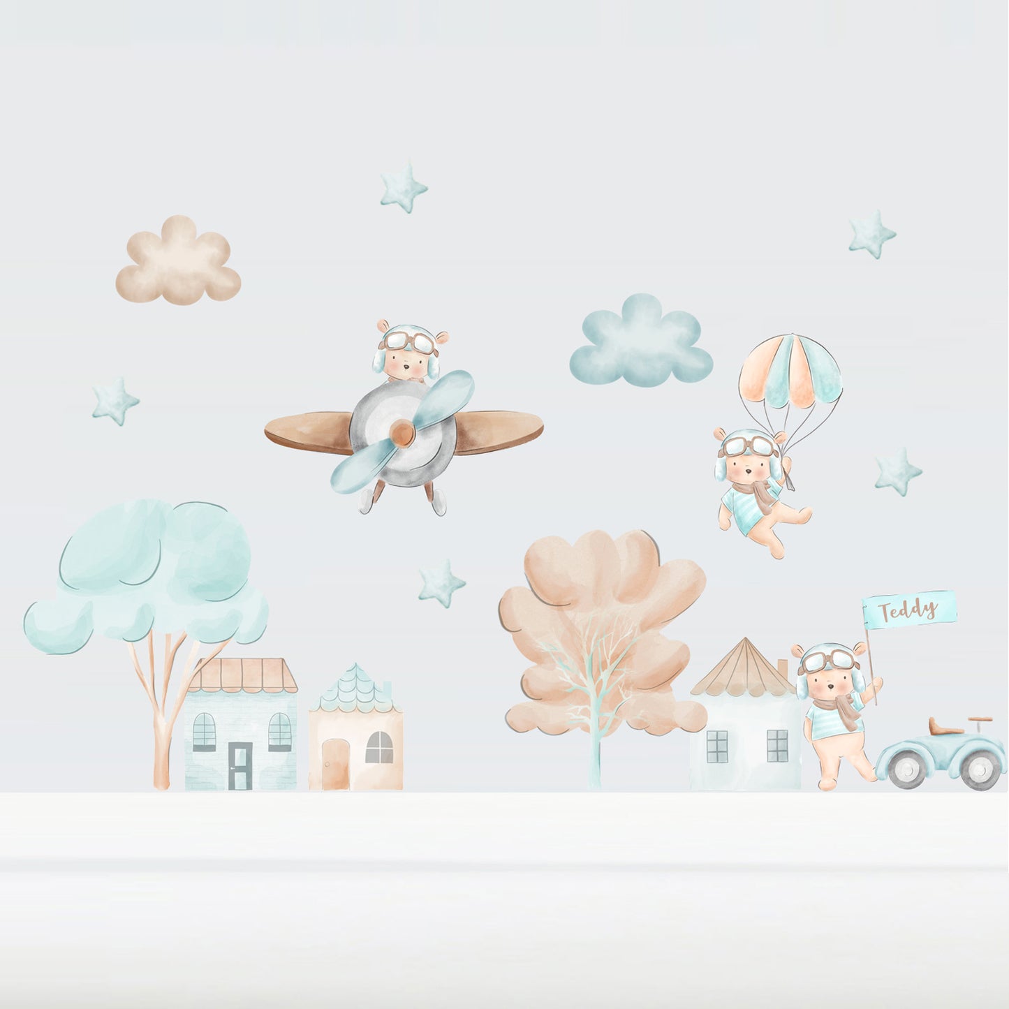 Teddy Adventures Large Wall Art Composition