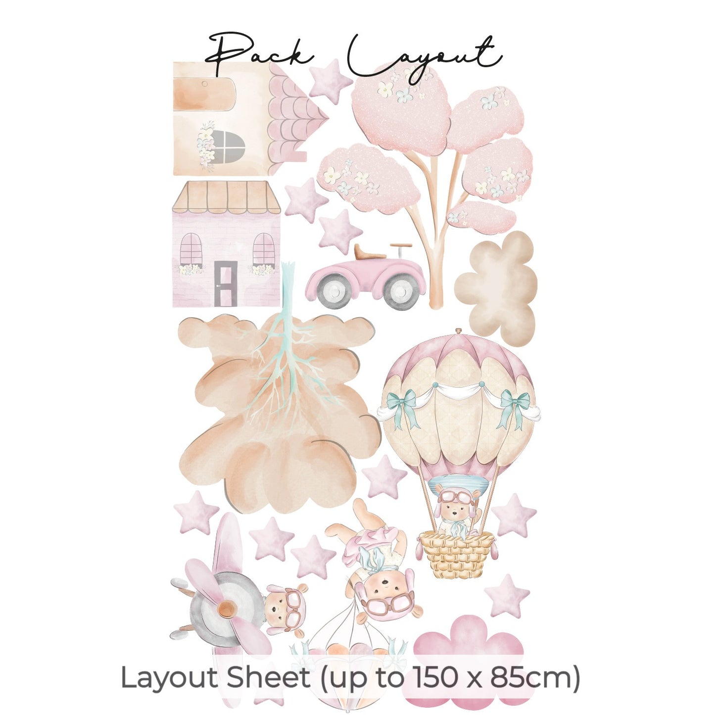 Tilly Bear Adventures Large Wall Art Composition