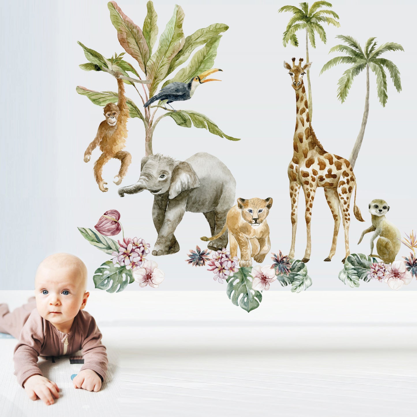 Tropical Giraffe Large Wall Art Composition