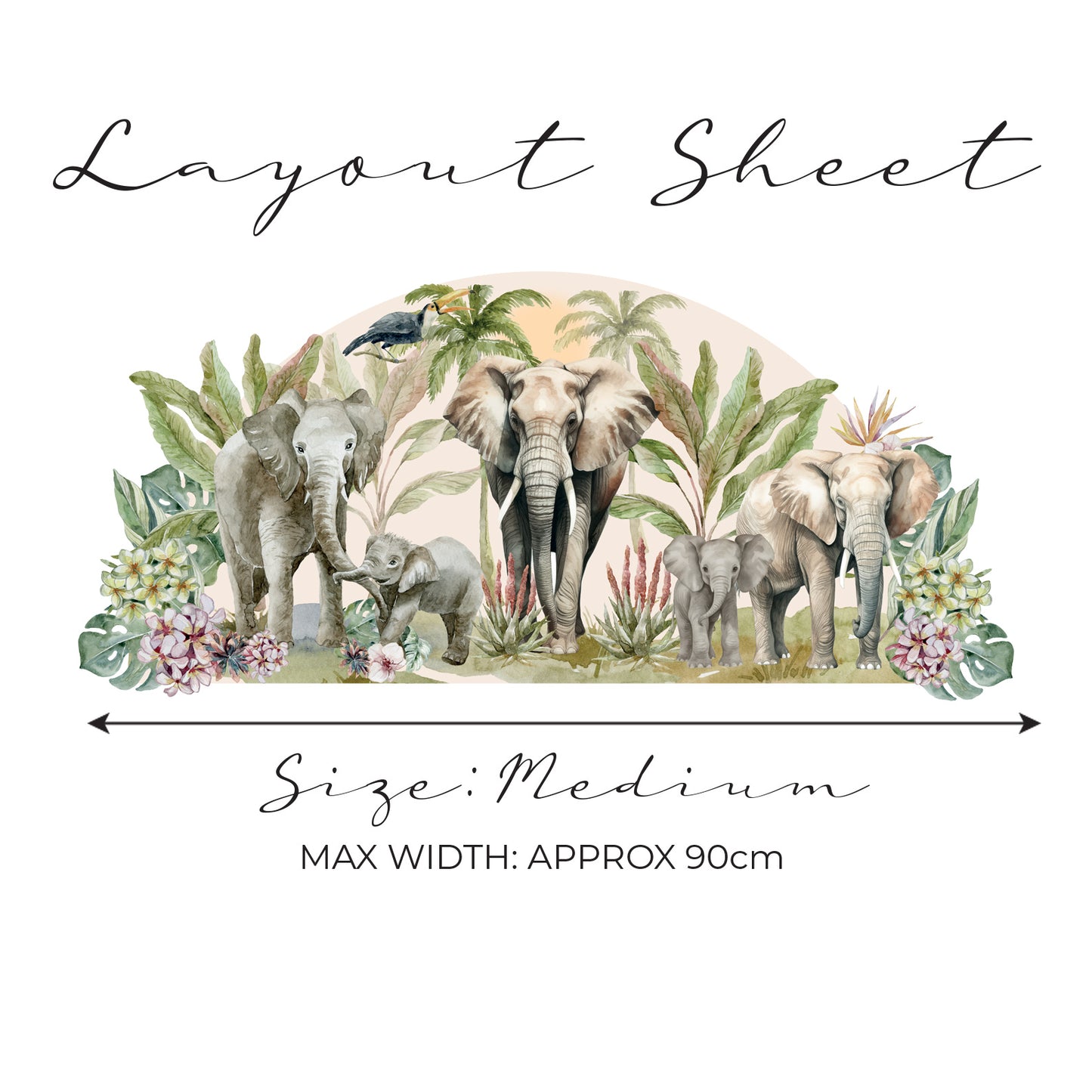 Tropical Elephant Safari Semi Wall Art