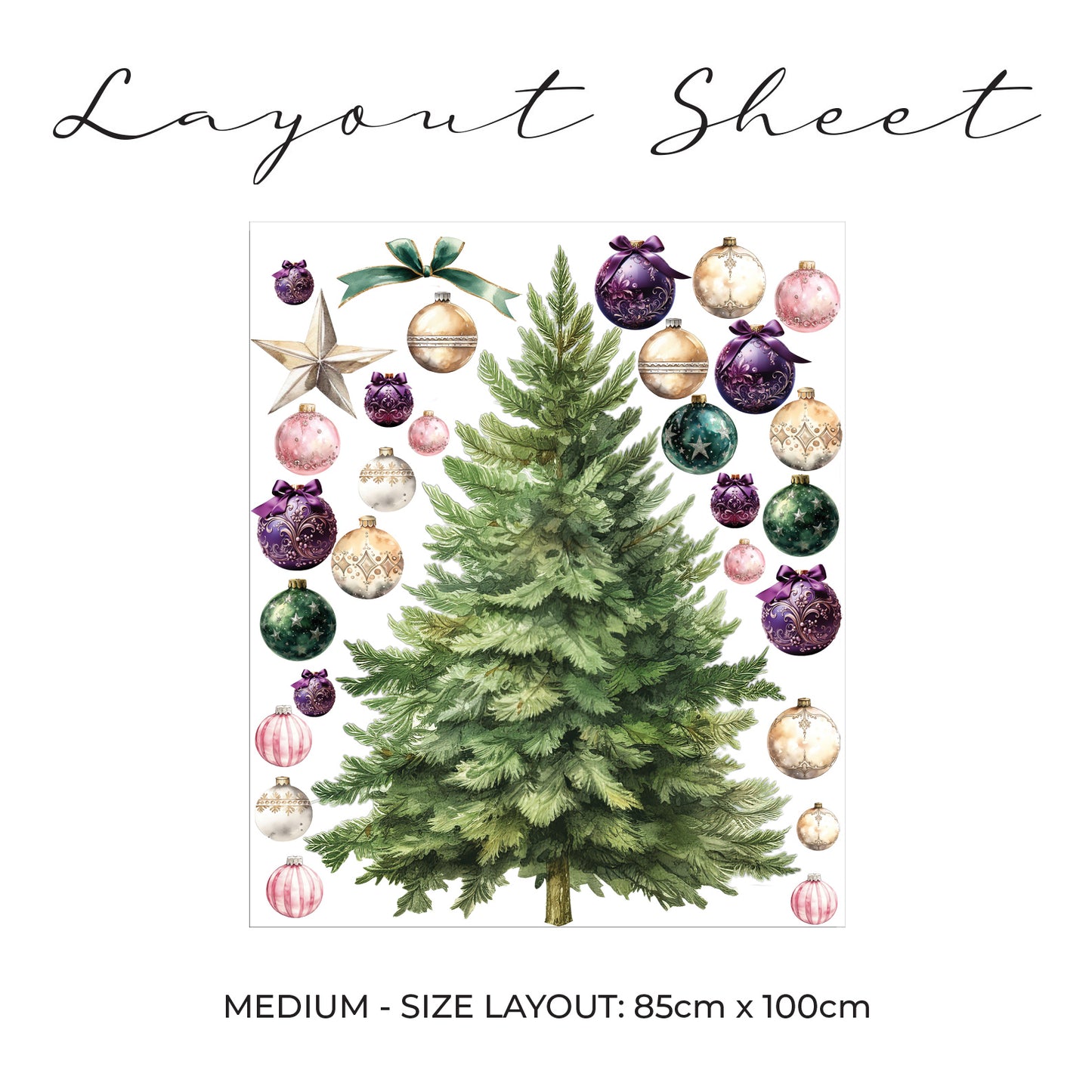 Traditional Christmas Tree & Decorations Wall Sticker Set
