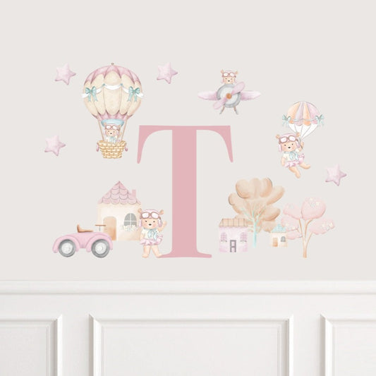 Personalised Tilly Bear Adventures Wall Sticker Set