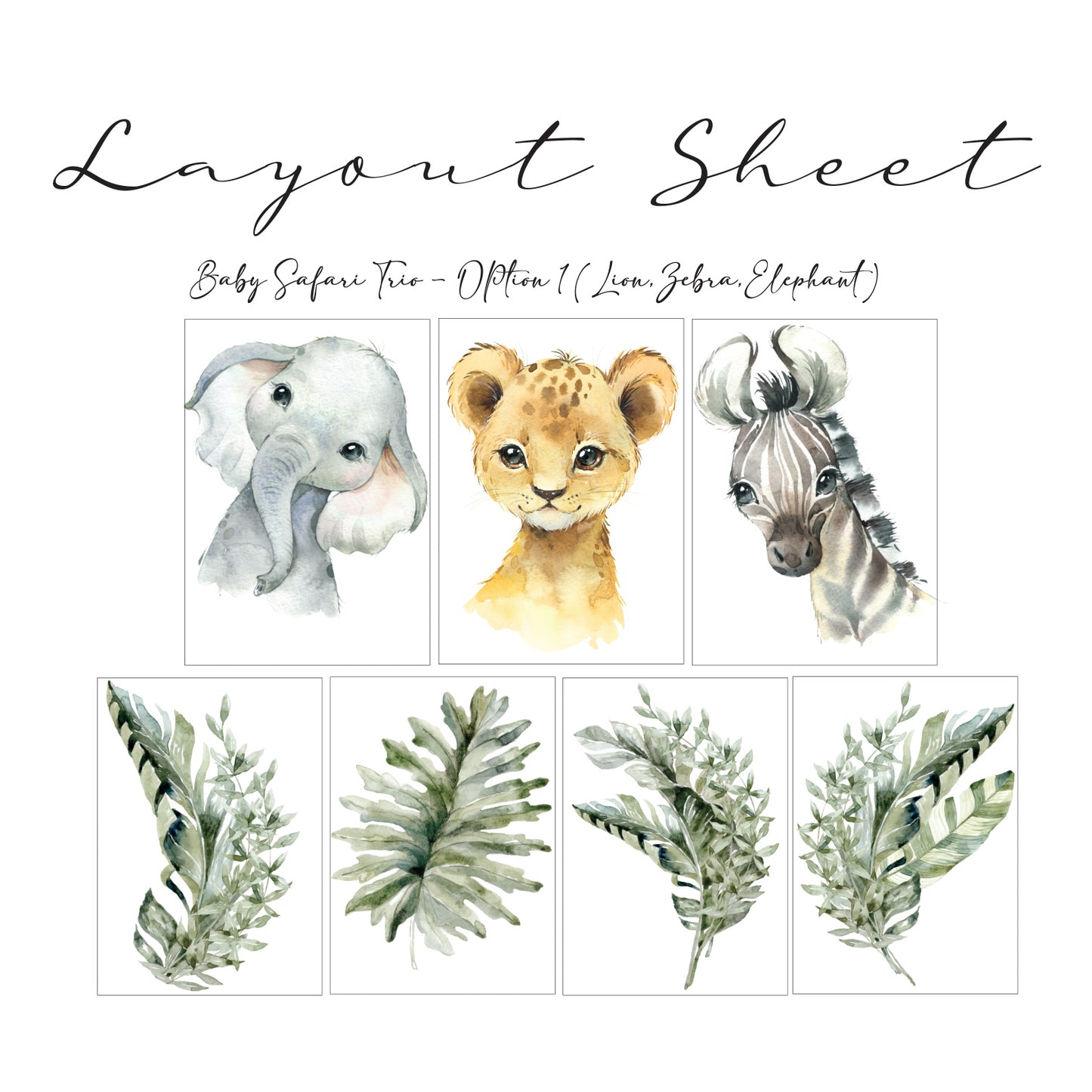 Baby Safari Leafy Animal Trio Textile Wall Art Pack
