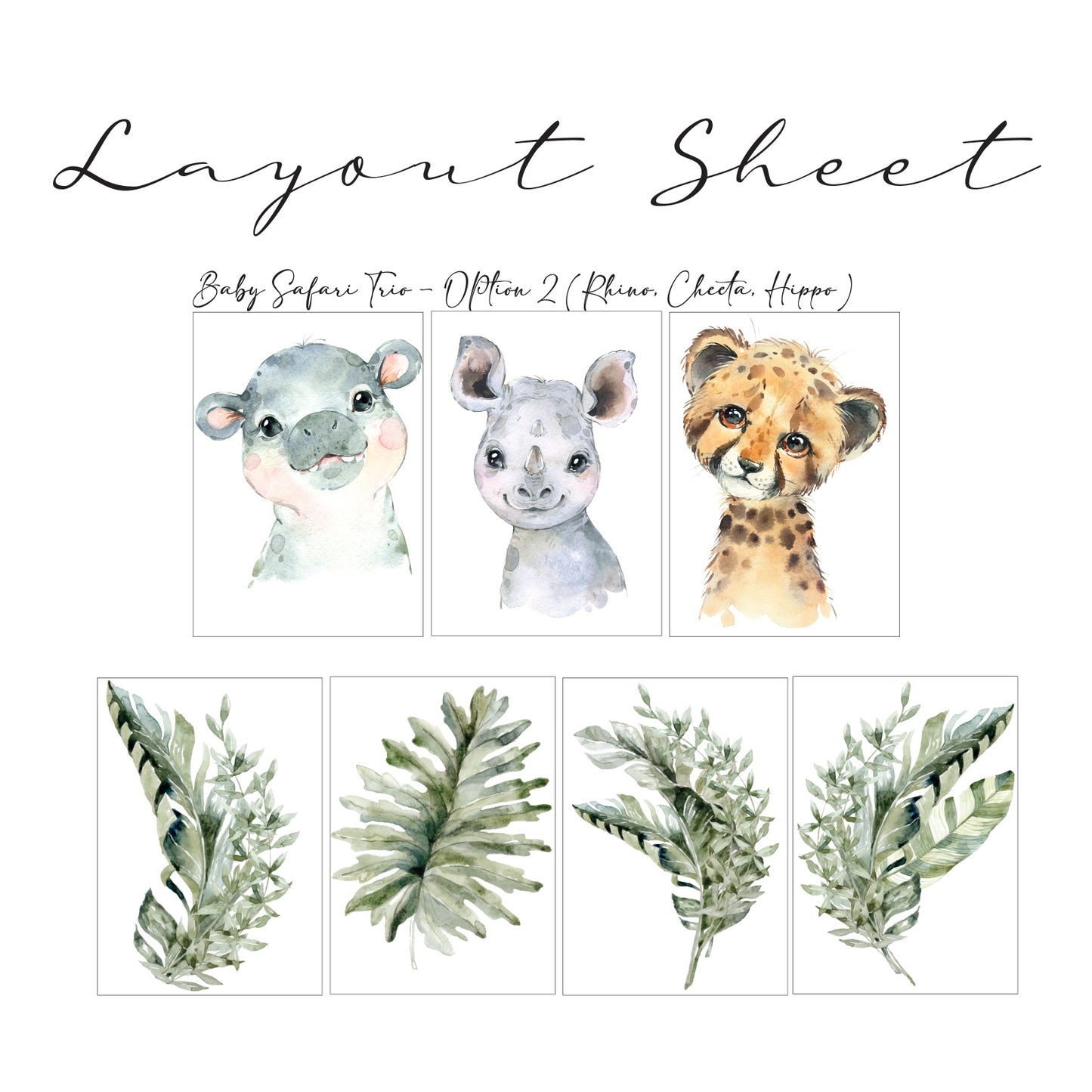 Baby Safari Leafy Animal Trio Textile Wall Art Pack