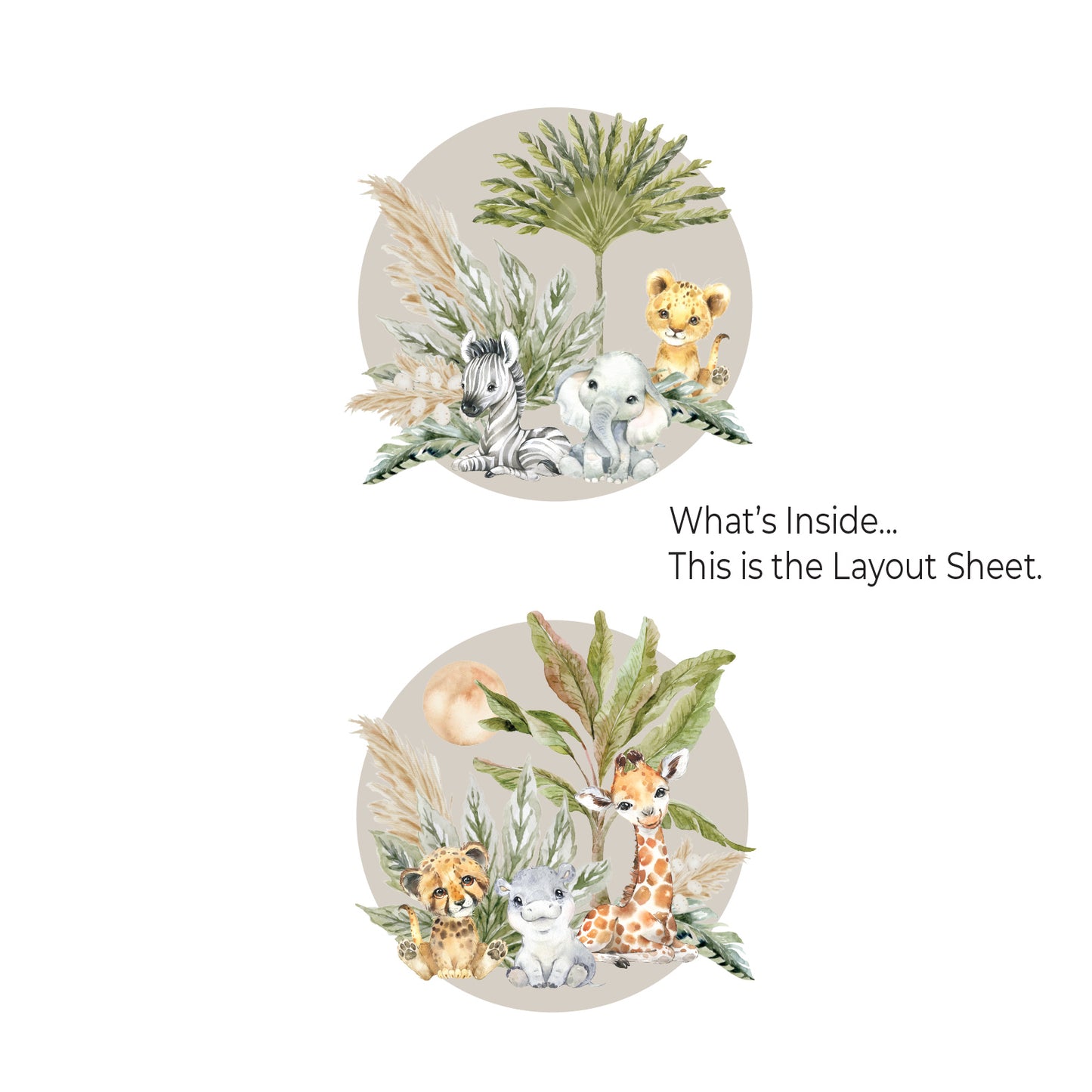 Baby Safari Circle twin Wall Sticker set