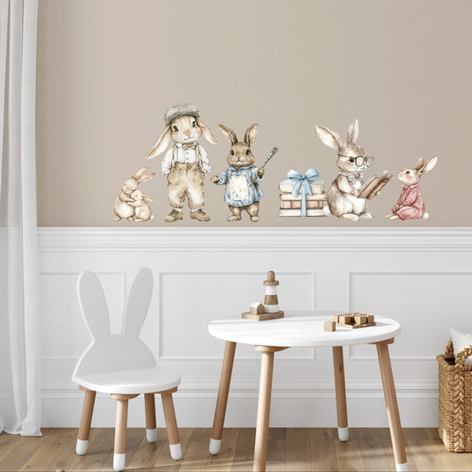 Blue Rabbit Wall Sticker Set