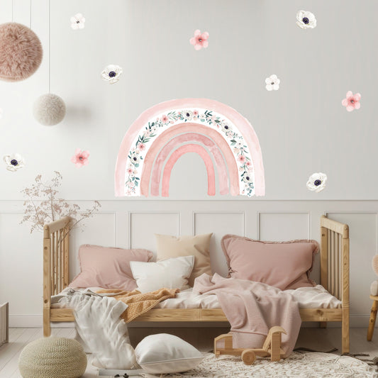 Boho Floral Rainbow Wall Art
