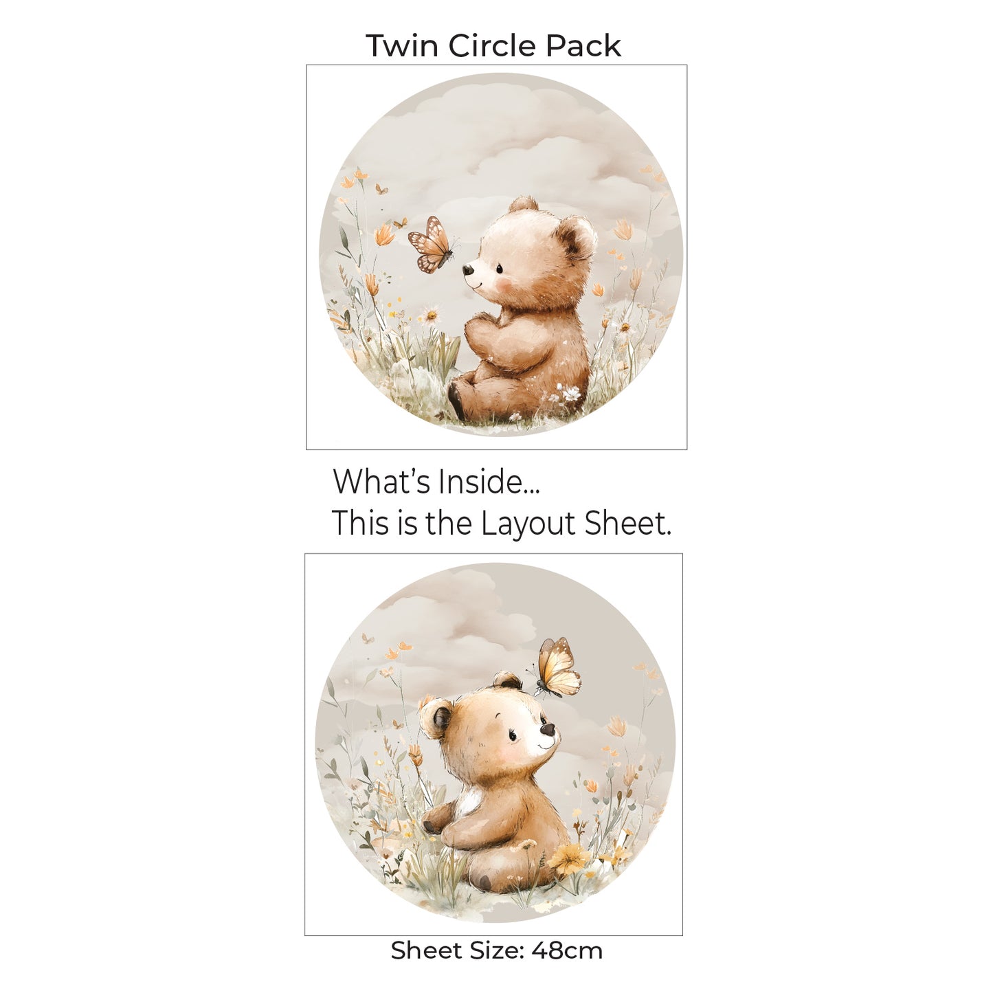 Brown Bear Circle Wall Art Twin Pack