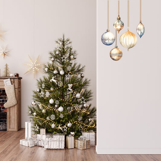 Vintage Christmas Bauble Wall Sticker Set