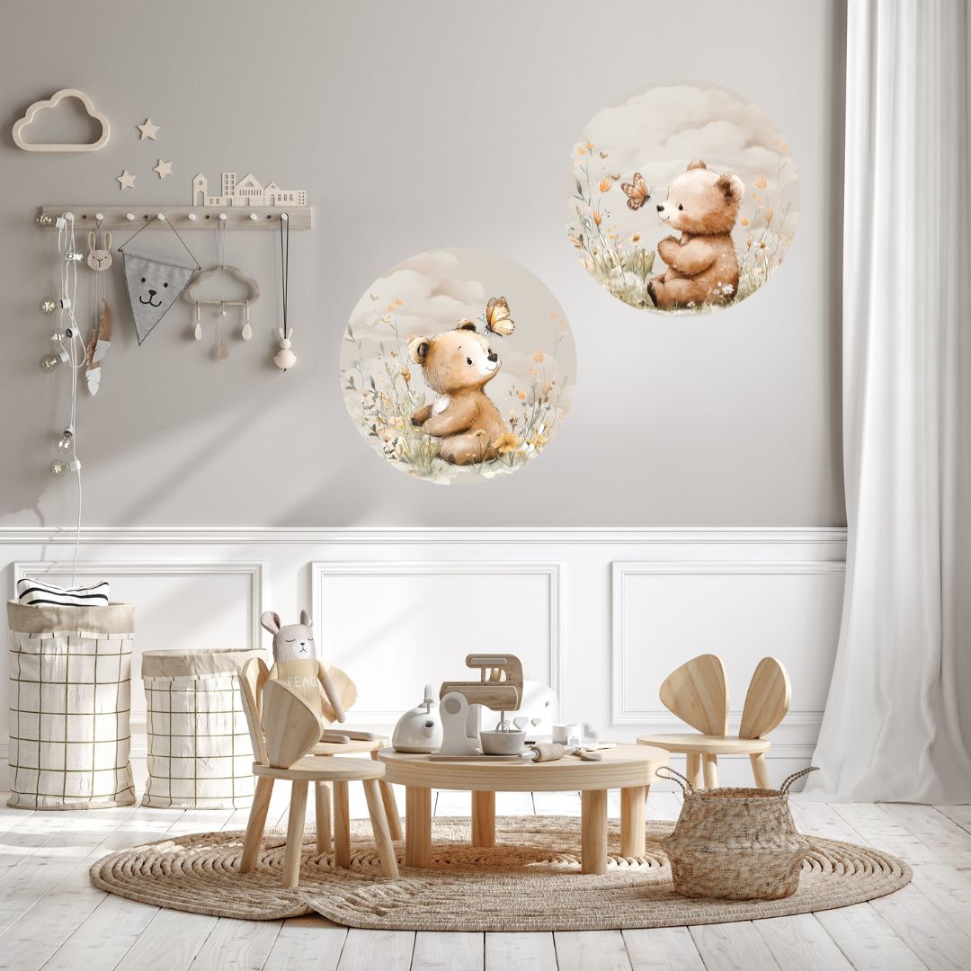 Brown Bear Circle Wall Art Twin Pack