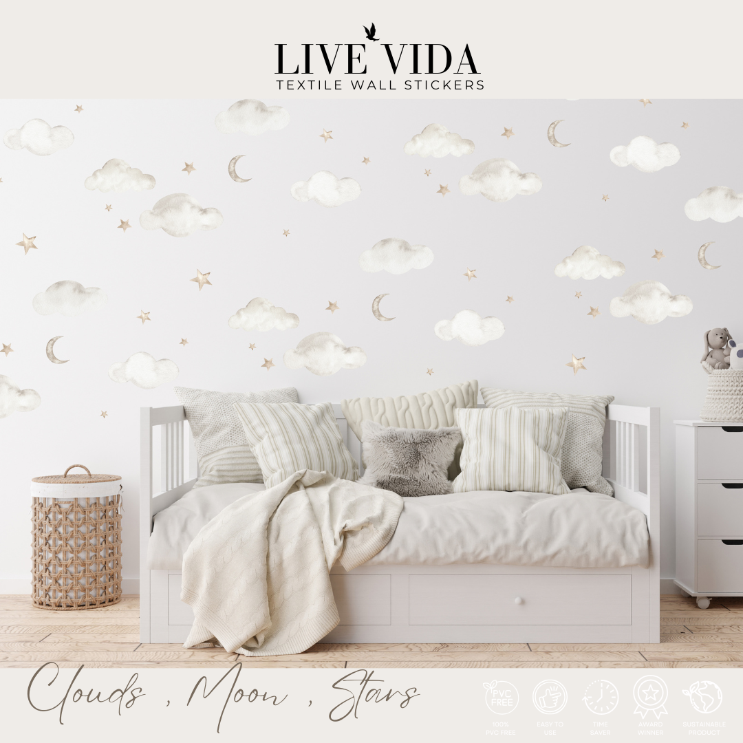 Clouds, Moons, Stars Wall Sticker Pack