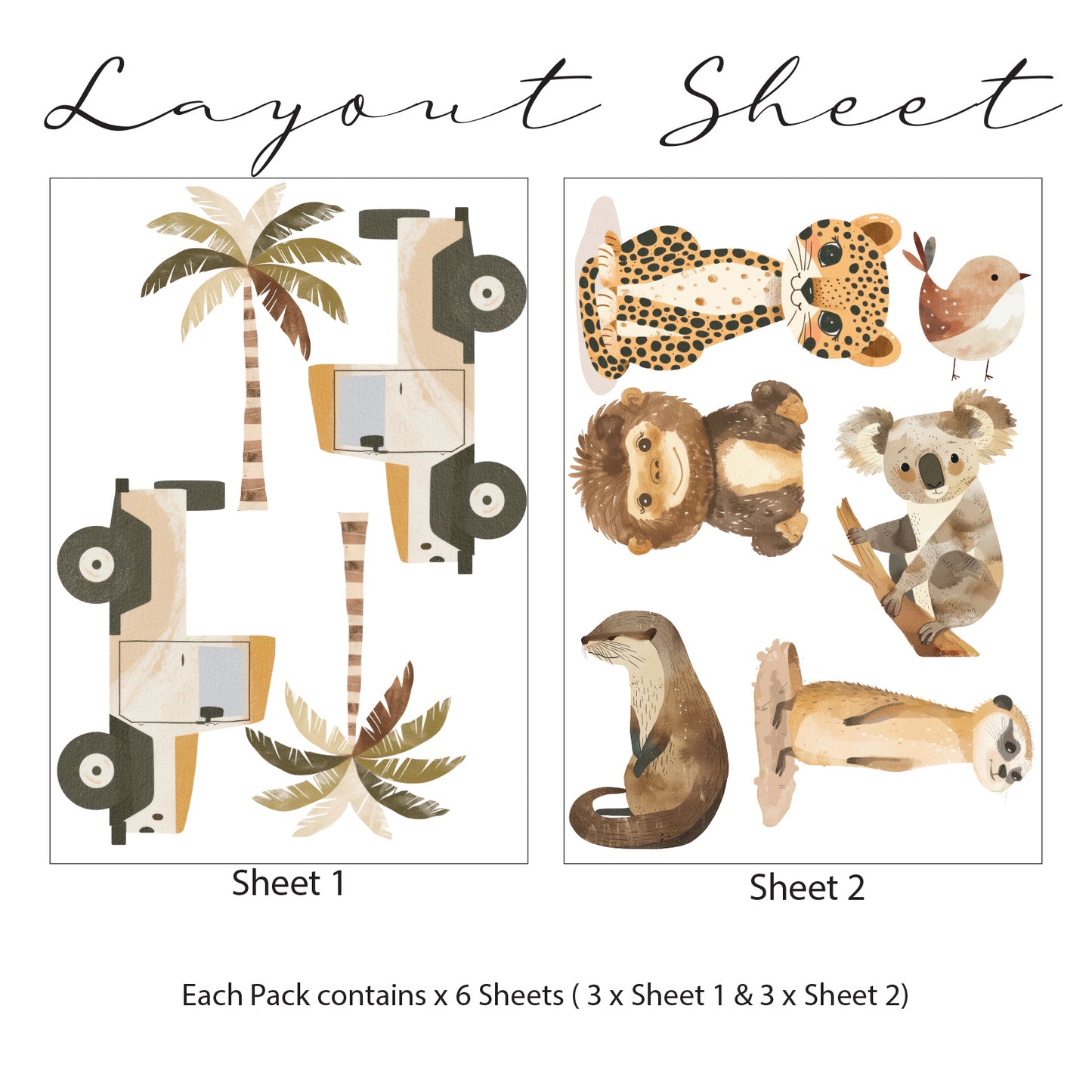 Safari Animal Wall Sticker Pack