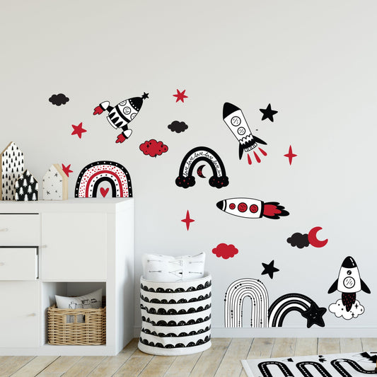 Rockets & Rainbows Sensory textile Wall Sticker Set