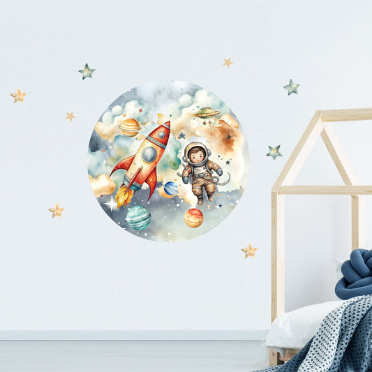 Space Explorer Circle Wall Art