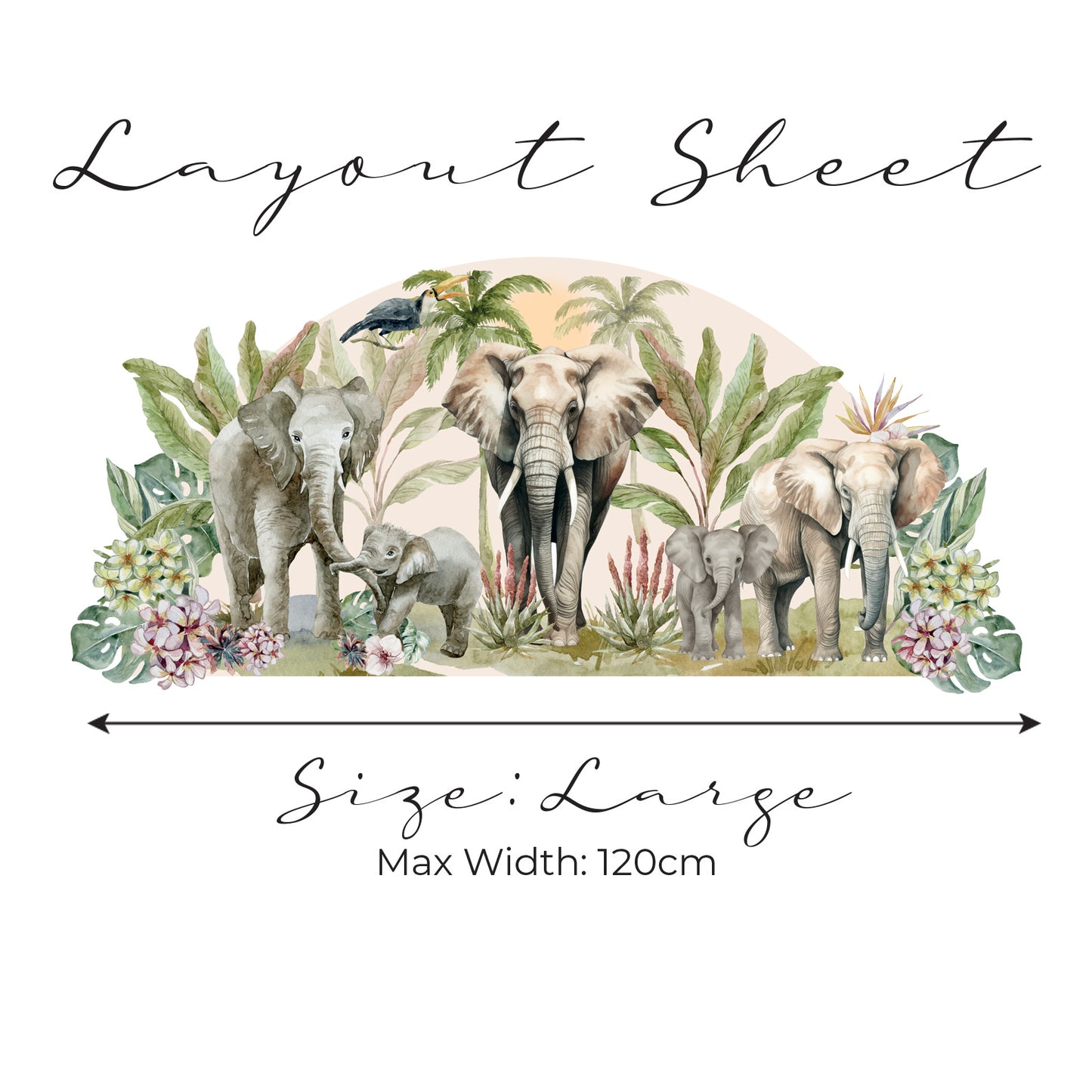 Tropical Elephant Safari Semi Wall Art