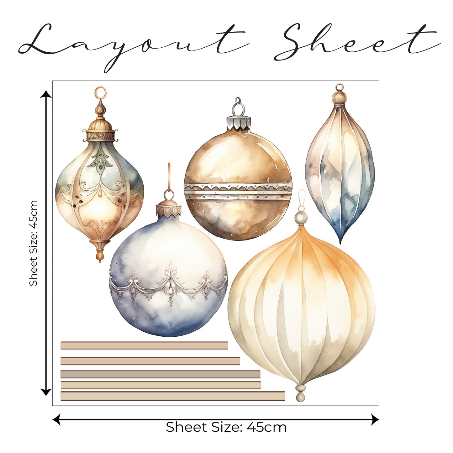 Vintage Christmas Bauble Wall Sticker Set