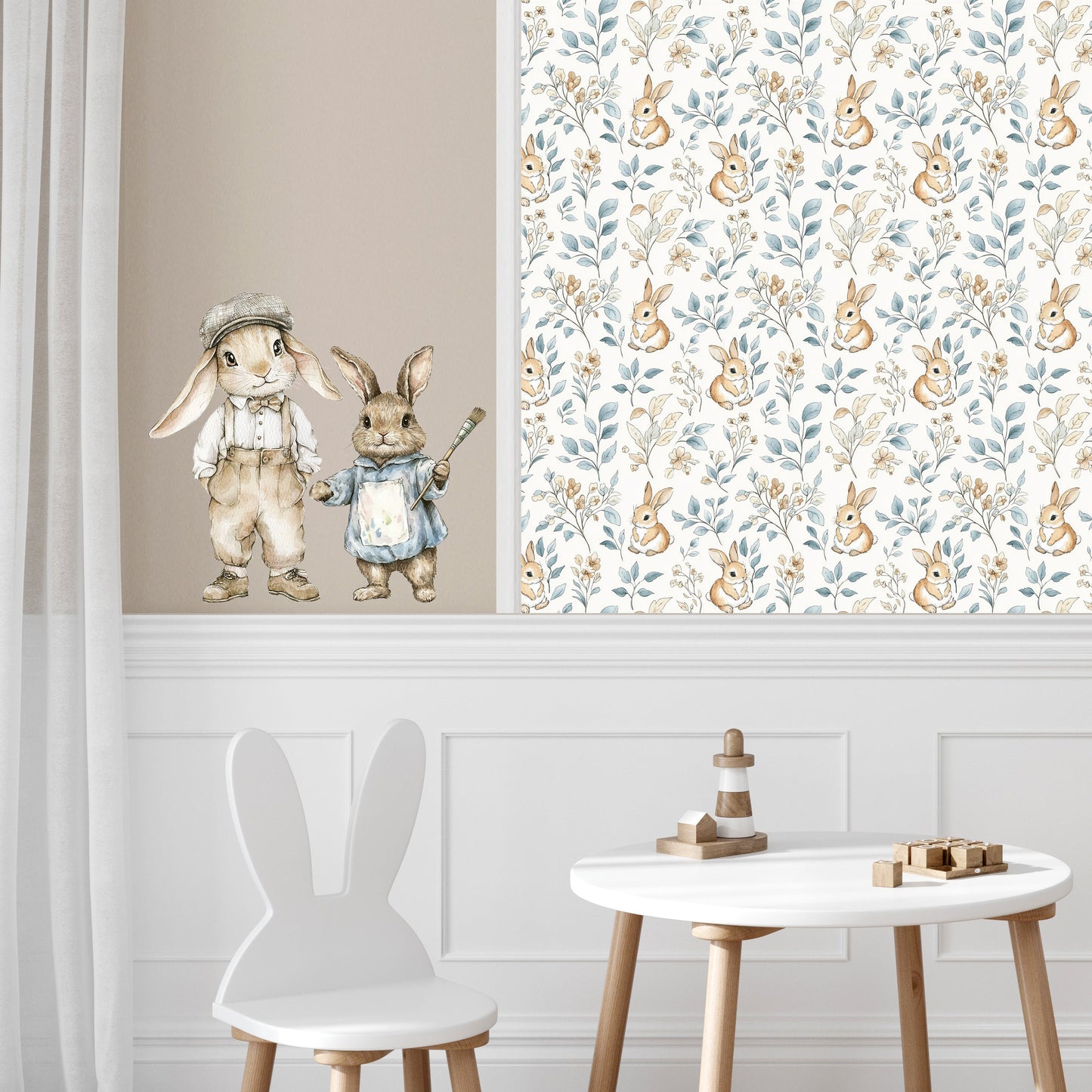 Blue Rabbit Wall Sticker Set